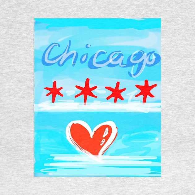 Chicago Flag & Heart by Grafititee